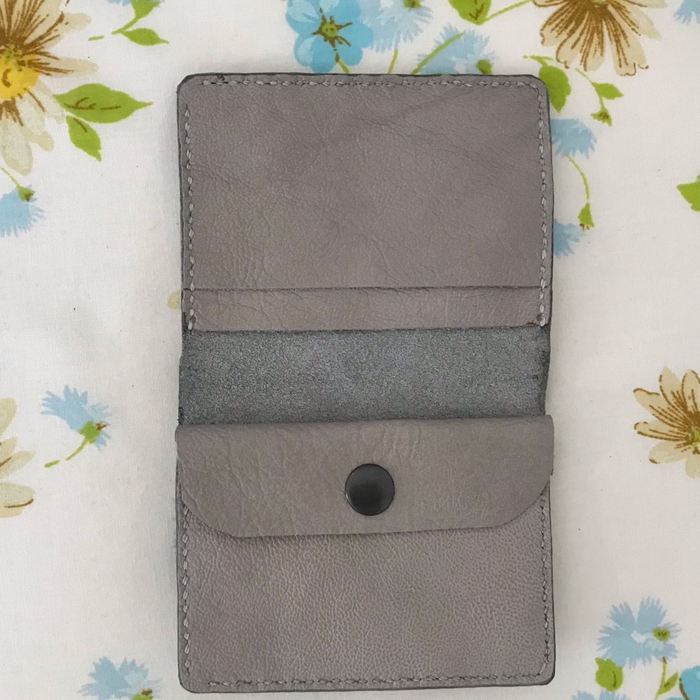Handmade Gray Leather Wallet Card Holder